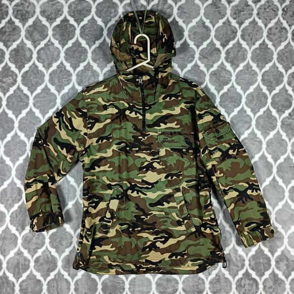 GAP Other - Gap Jacket Youth 2XL Green Camo Anorak Hooded 1/4 Zip Pockets Military Teen